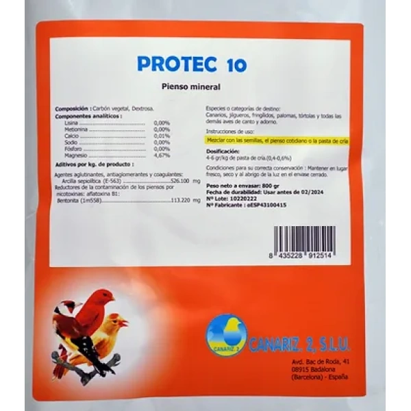 Protec 10 Pienso Mineral 200Gr CANARIZ 2